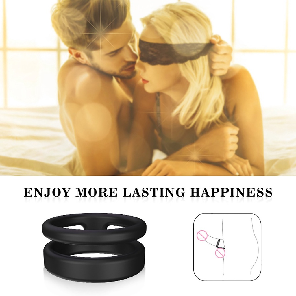 Silicone Cock Ring Male Stronger Dual Ring Adult Couple Toy Use