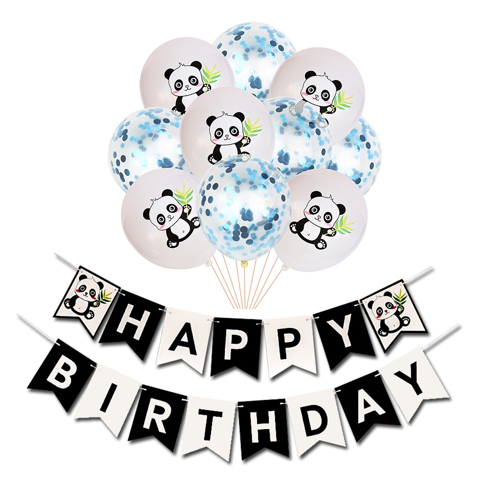 Nowa Panda Urodzinowa Girlanda Panda Lateksowy Balon Cekiny Konfetti