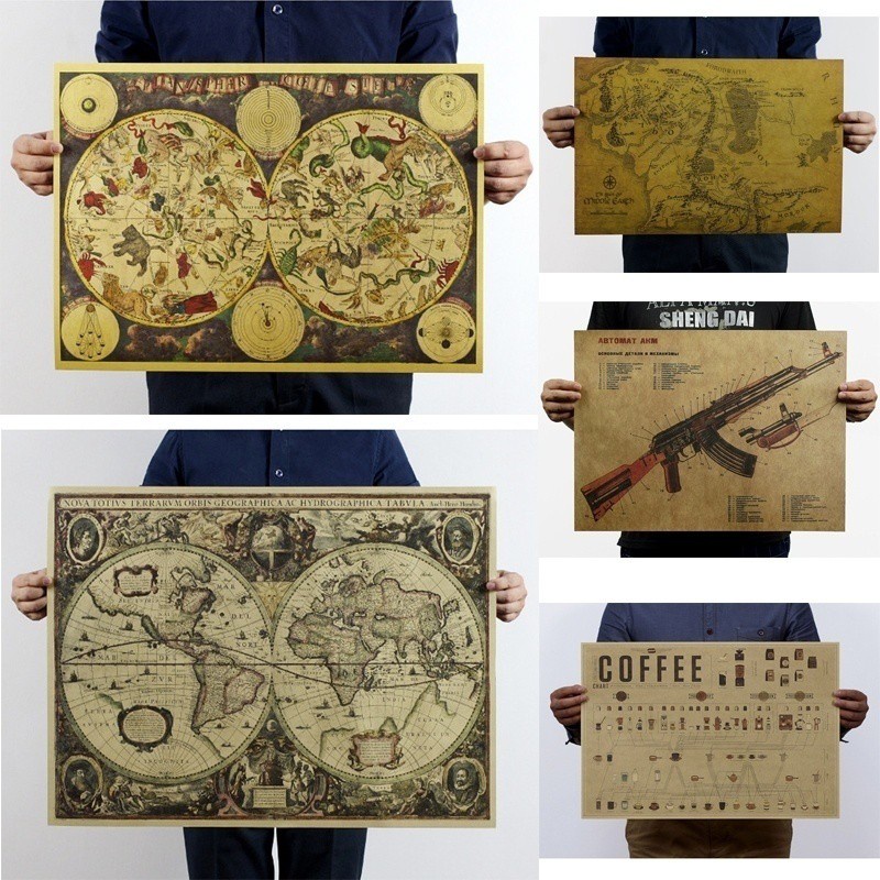 Retro Kraft Paper Plakat Naklejki Drukuj Mapa Voyage Shopee Polska