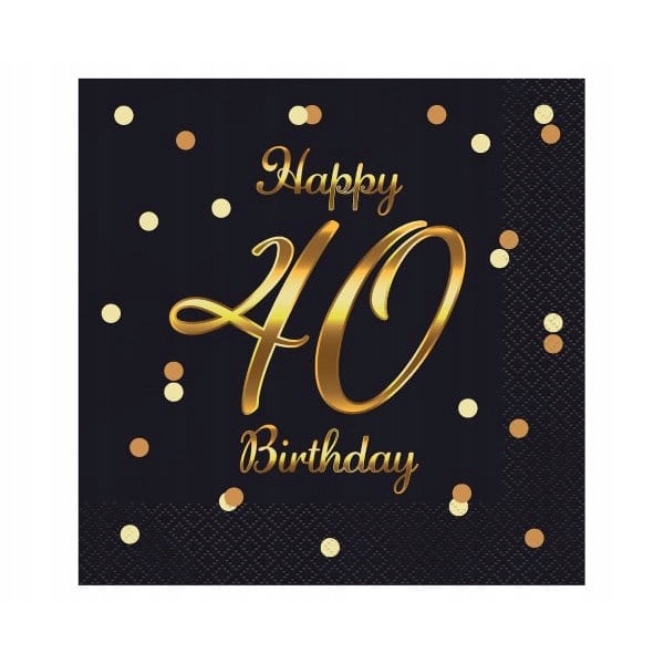 Serwetki Papierowe Happy 40 Birthday Czarne 33x33 Shopee Polska