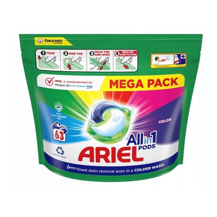 Ariel kapsułki do prania Color 63 szt All in 1 PODS MEGA PACK Shopee