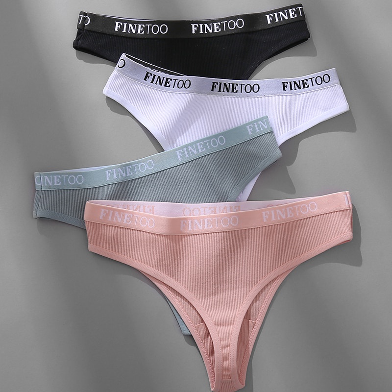 MXL Women's Cotton Thong Female Underpant Letter Waist Underwear For