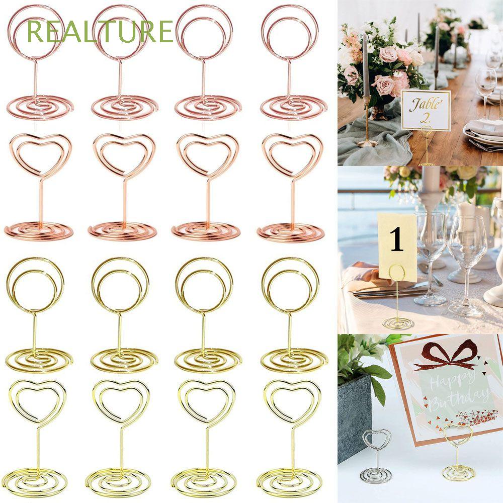 Clamp Heart Shape Table Numbers Holder Place Card Clamps Stand Photos Clips 