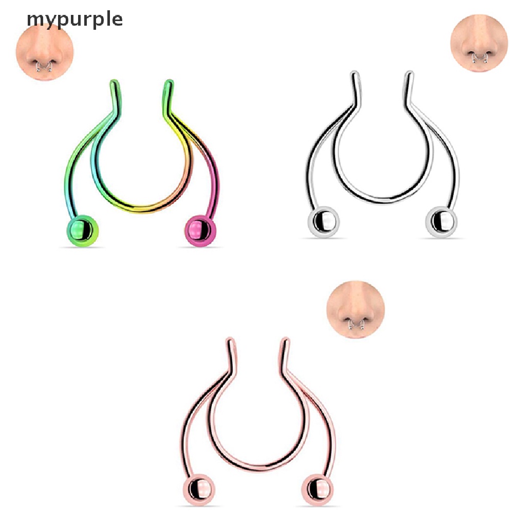 mypurple Fake Nose Ring Hoop Non Piercing Nose Rings Nose Jewelry