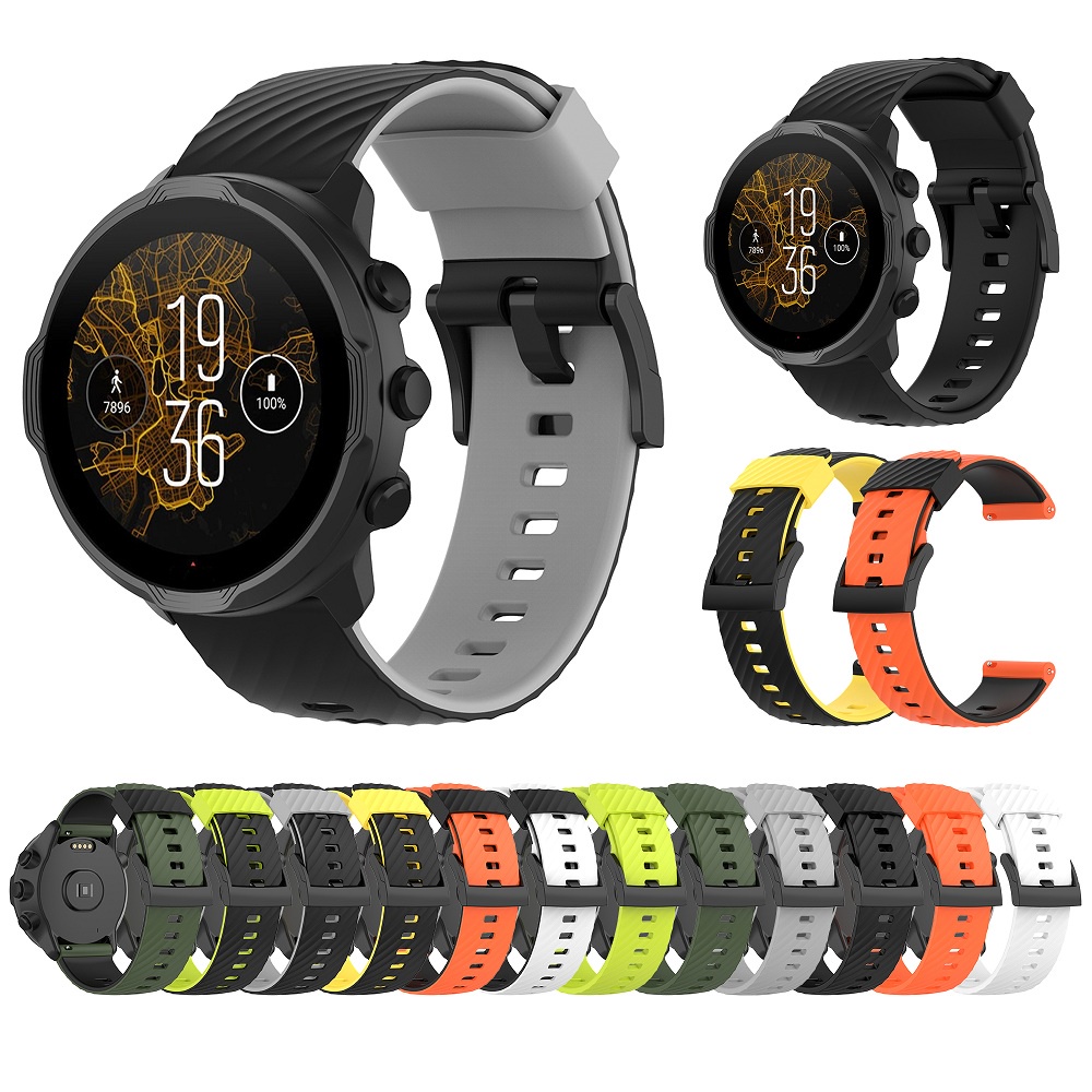 FFHAO 24MM Per Suunto 7/Suunto D5 Cinturino di Ricambio Silicone Sport Smart Watch Cinturini Per Suunto 9 Baro/Sport Polso HR Baro Cinturino, For suunto D5, agata