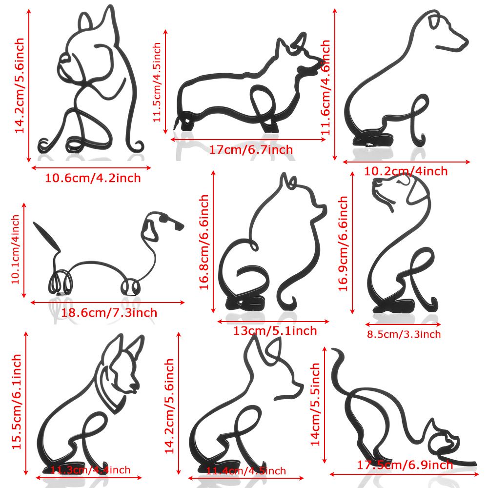 Unality Hot Selling Minimalist Creative Desk Top Decorations Dog Art Sculpture Gift Crafts Ornaments Metal Abstract Line Modern Home Office Accessories Shopee Polska