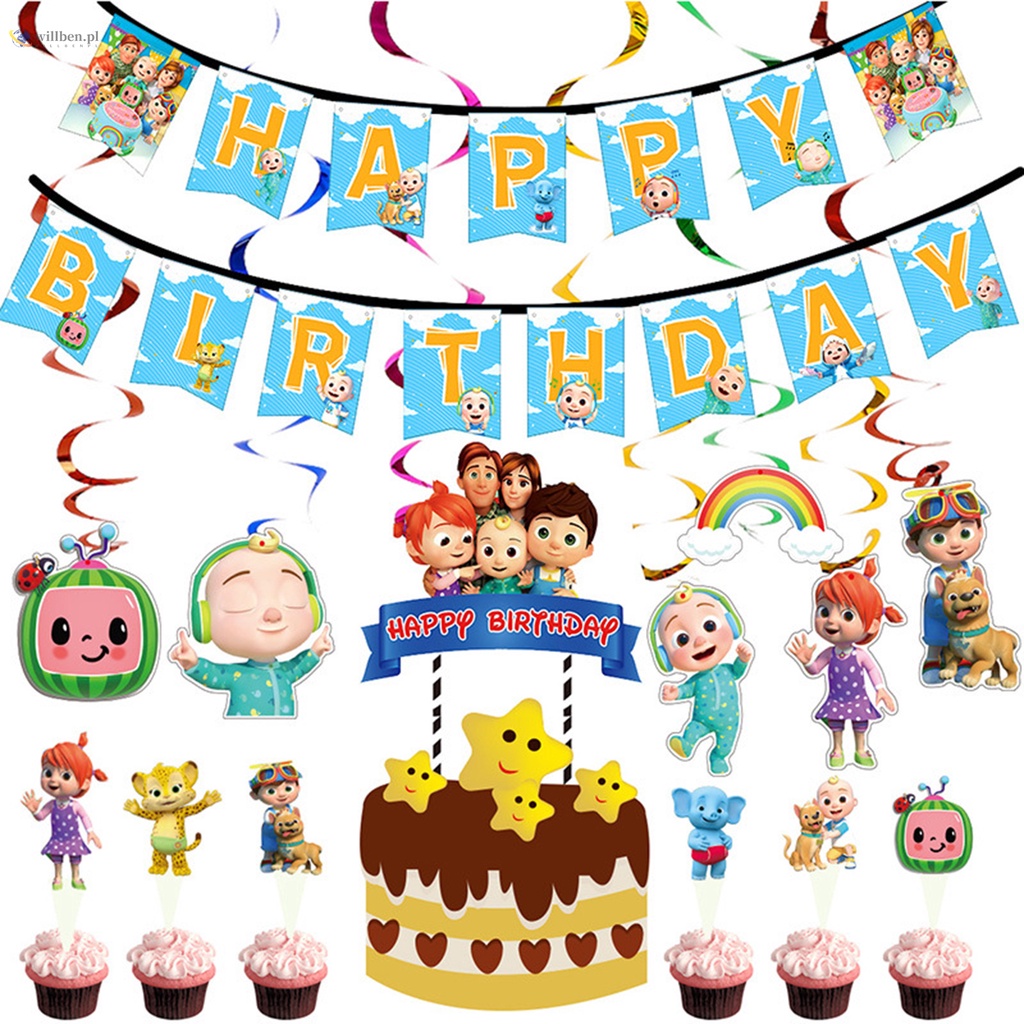 Details about   Cocomelon Kids Birthday Party Supplies Tablecover Tablecloth Banner Plates Decor 