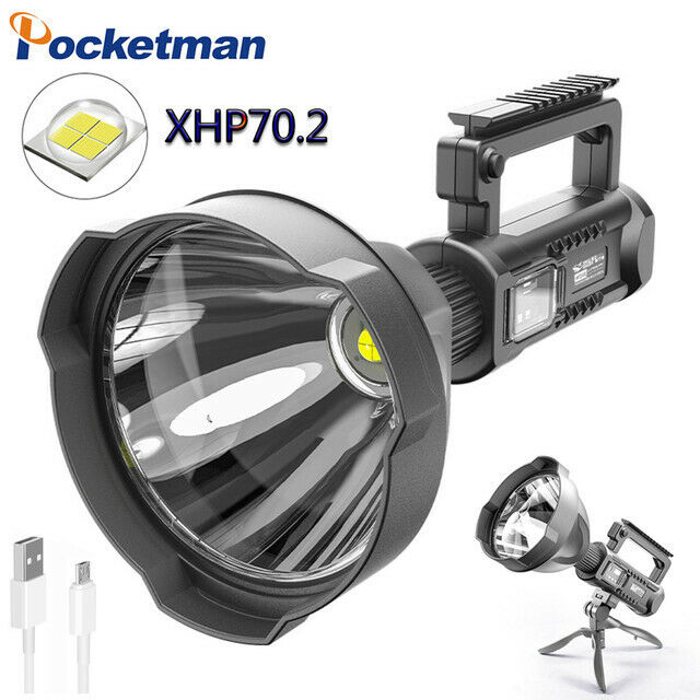 Powerful XHP70 LED Flashlight Work Light Spotlight Searchlight 4 Modes