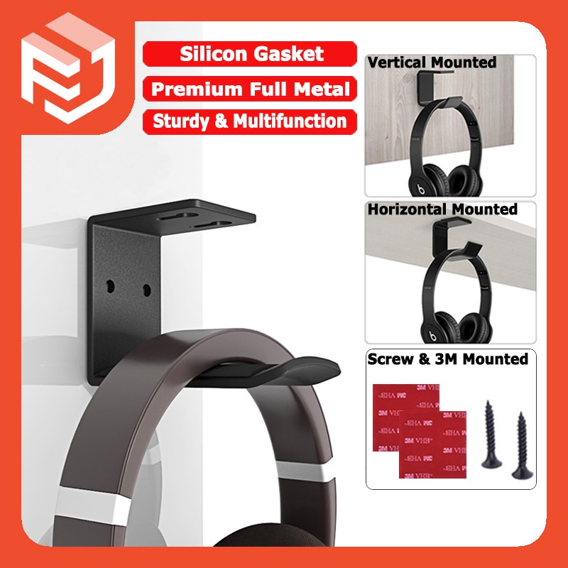 Aluminum Headphone Stand Hanger headphone hook, wall and desk mounted