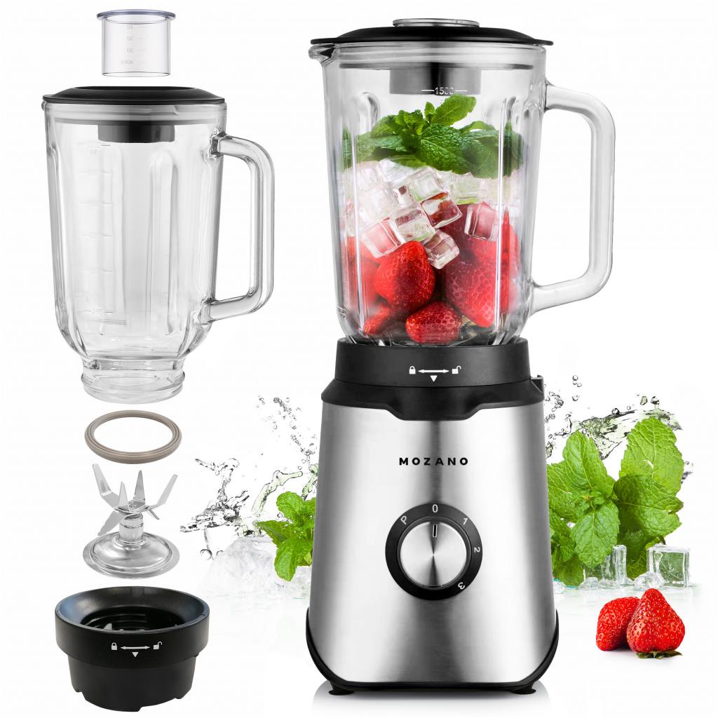 Blender Kielichowy Szklany 1400W 1,5 L Mozano do koktajli smoothie