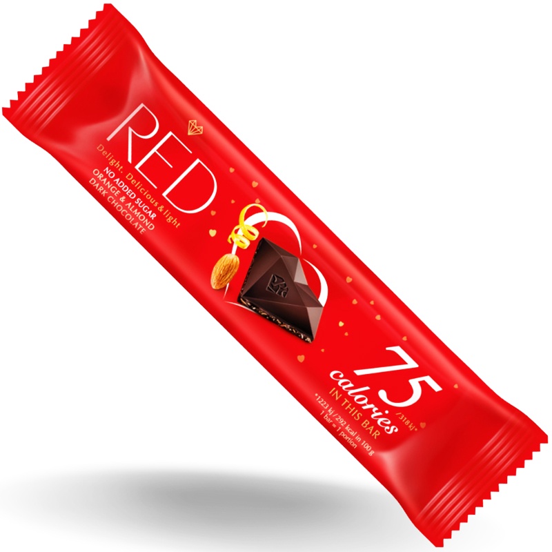 RED Delight Czekoladka Ciemna z Pomarańczą i Migdałami Baton bez cukru ...