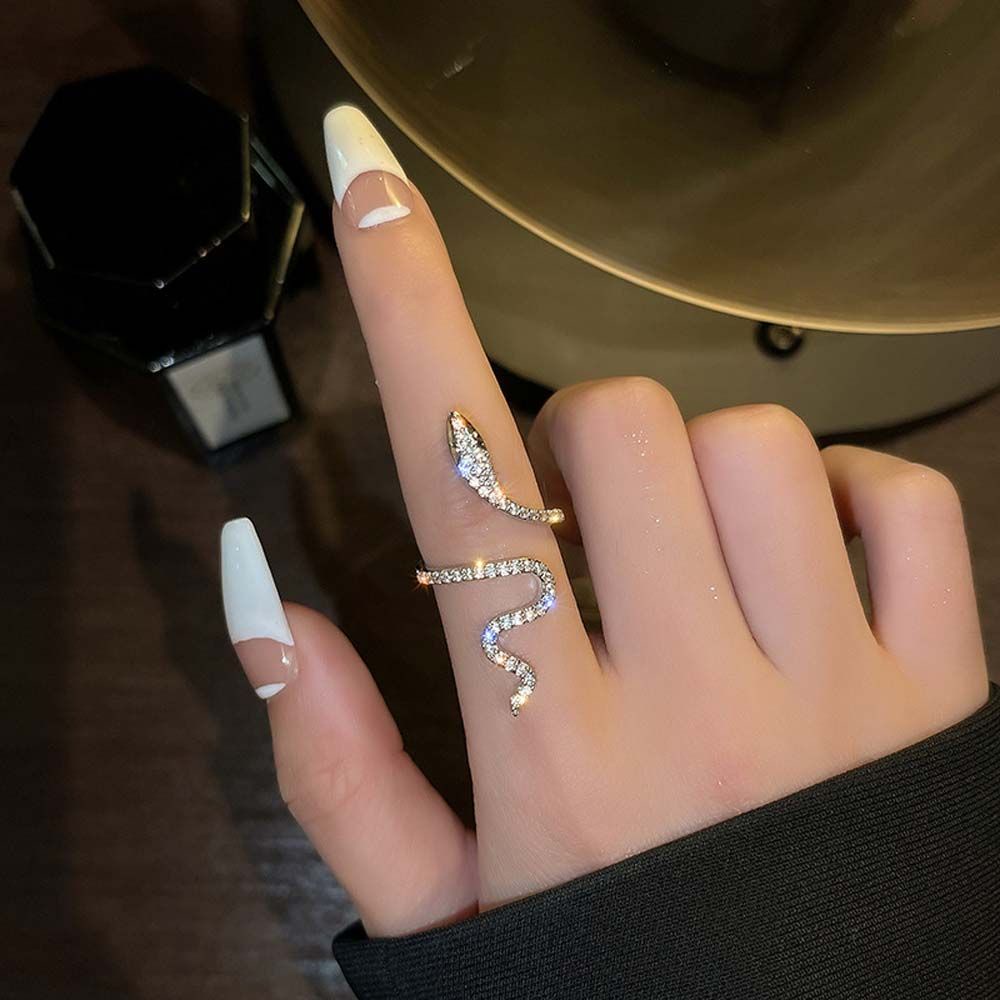 Daypack Wedding Snake Shape Rings Vintage Finger Rings Women Rings Open Ring Fashion Jewelry Silver Color Diamond Geometric Metal Korean Style Shopee Polska