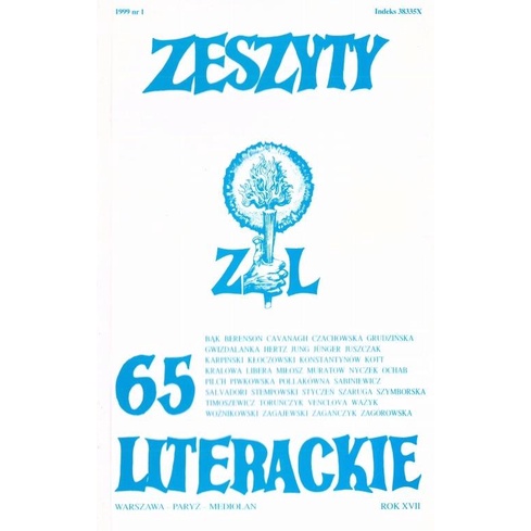 Featured image of Zeszyty literackie 65 1/1999 praca zbiorowa