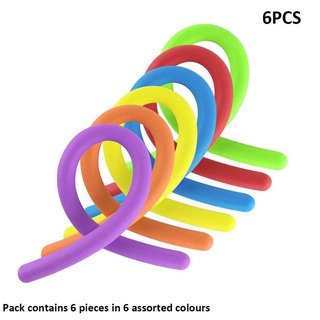 6X Stretchy Noodle String Neon Kids Children Fidget Stress Relief Sensory Toy uk 
