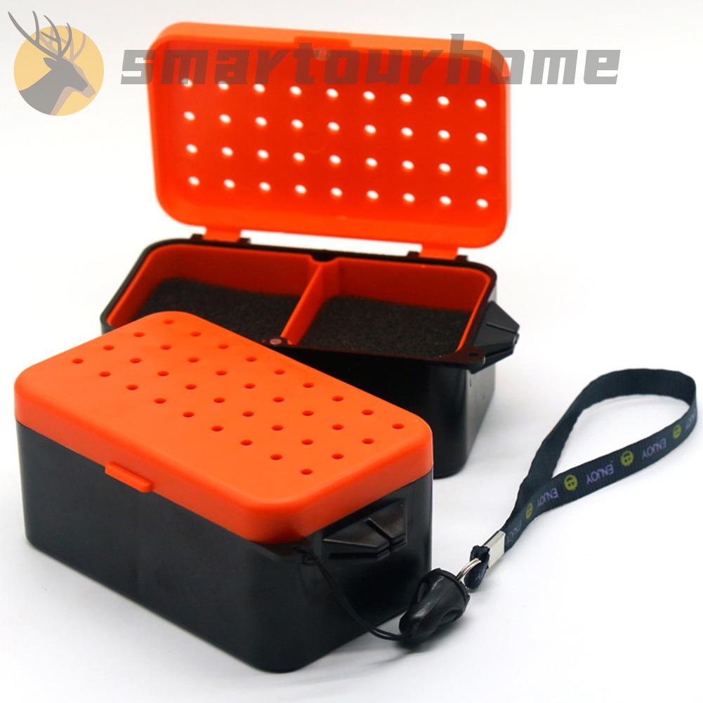 DoubleLayer Fishing Live Bait Box w/ Rope Earthworm Red Worms Storage