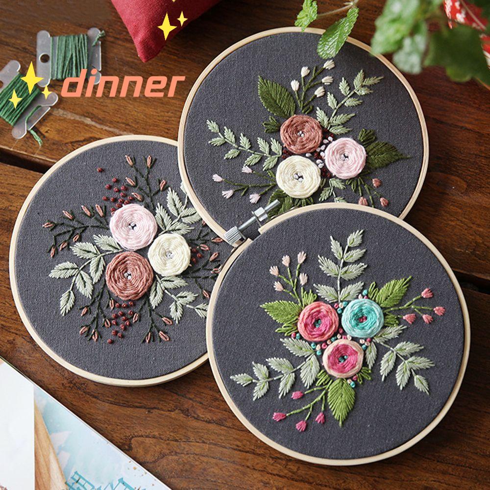 Embroidery Starter Kit with Basic Tools 15cm Cross-Stitch Hoop for Beginners 