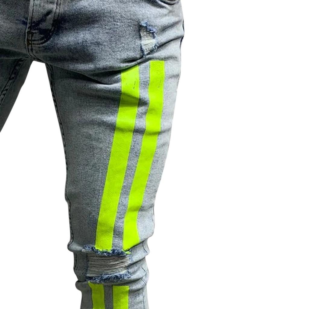 jeans with lime green stripe