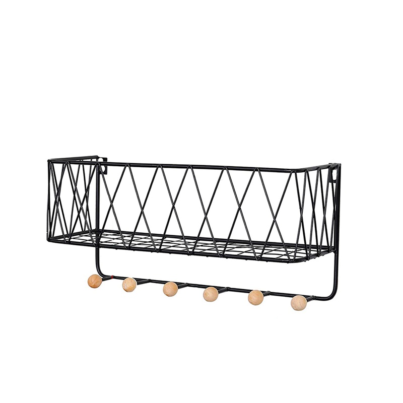 Wall Mounted Mail Holder With 6 Key Hooks Wire Mesh Storage Basket Shopee Polska