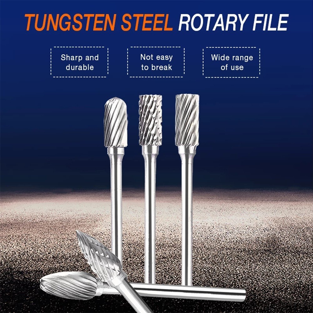 10pcs/set Tungsten Steel Grinding Head Set Carbide Rotary Sharp Hardmetal Burrs 