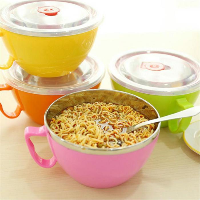 Stainless Steel Noodle Bowl with Handle Food Container / Rice Bowl Soup  Bowls /Instant Noodle Bowl with Lid with Handle | Shopee Polska
