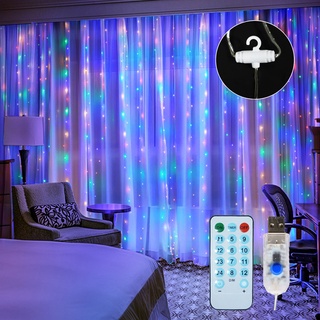 594LED Curtain Fairy String Lights Twinkle Window Party Wedding w Remote Control 