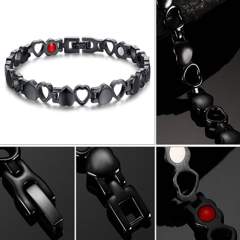 Silver Stainless Steel Hollow & Solid Heart Eternity Love Magnetic Bracelet 