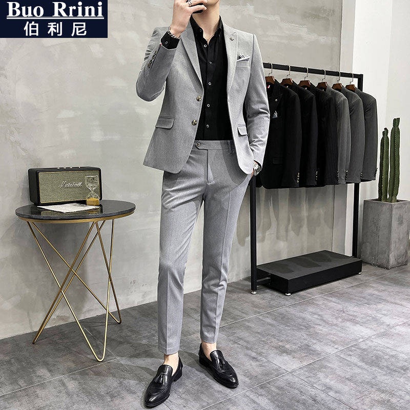 Marco Pecci Spodnie garniturowe jasnoszary W stylu biznesowym Moda Garnitury Spodnie garniturowe 