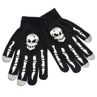 Gloves Halloween Skeleton Hand Gloves,Skull Bone Gloves for Halloween Costume Cosplay Men Women Kids Cosplay Party Full finger-2Pcs, 1.Normal-Black and White Socks 