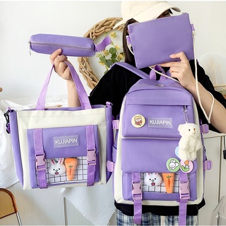 Pidgin dome Democratic Party Nowy 4 sztuk zestawy fioletowy kolor plecak szkolny dla dzieci Kawaii  kobiet plecak Bookbag torby szkolne dla nastolatków dziewczyny Mochila |  Shopee Polska