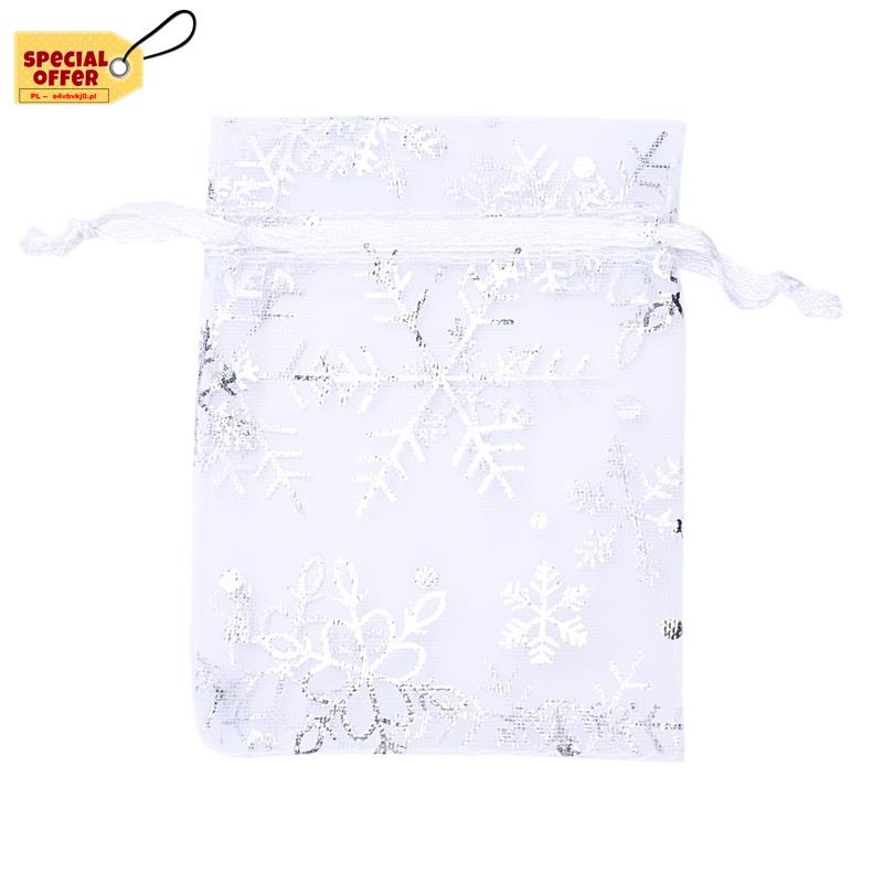 100pcs Drawstring Pouches with Snowflake Printing for Christmas Party Favor 