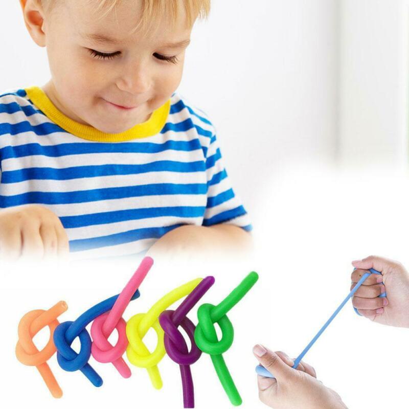 6x Stretchy Noodles String Neon Kids Children Fidget Stress Relief Sensory Toy 