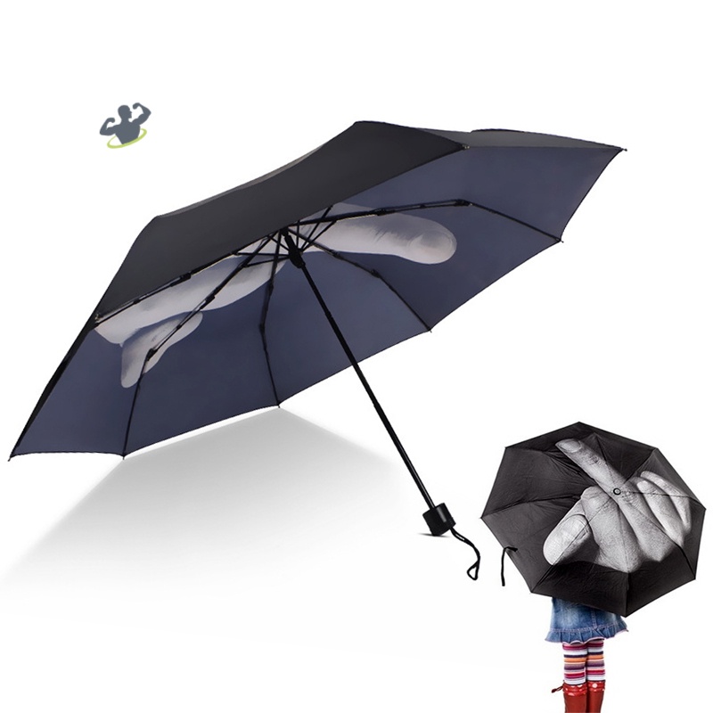 Cool Middle Finger Umbrella Rain Women Umbrella Men Windproof Folding