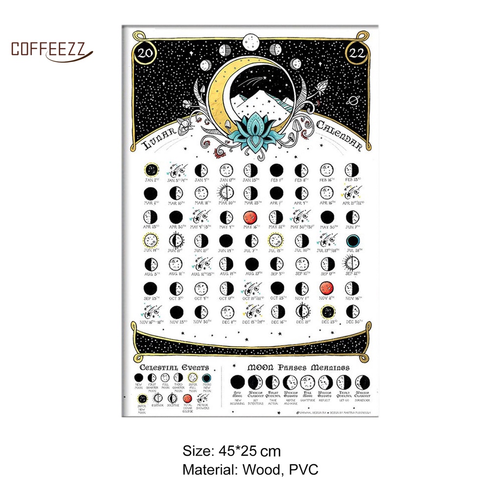 Coffeezz Rectangular Calendar 2022 Full Moon Tracker Wall Art Moon Calendar Delicate For Home | Shopee Polska