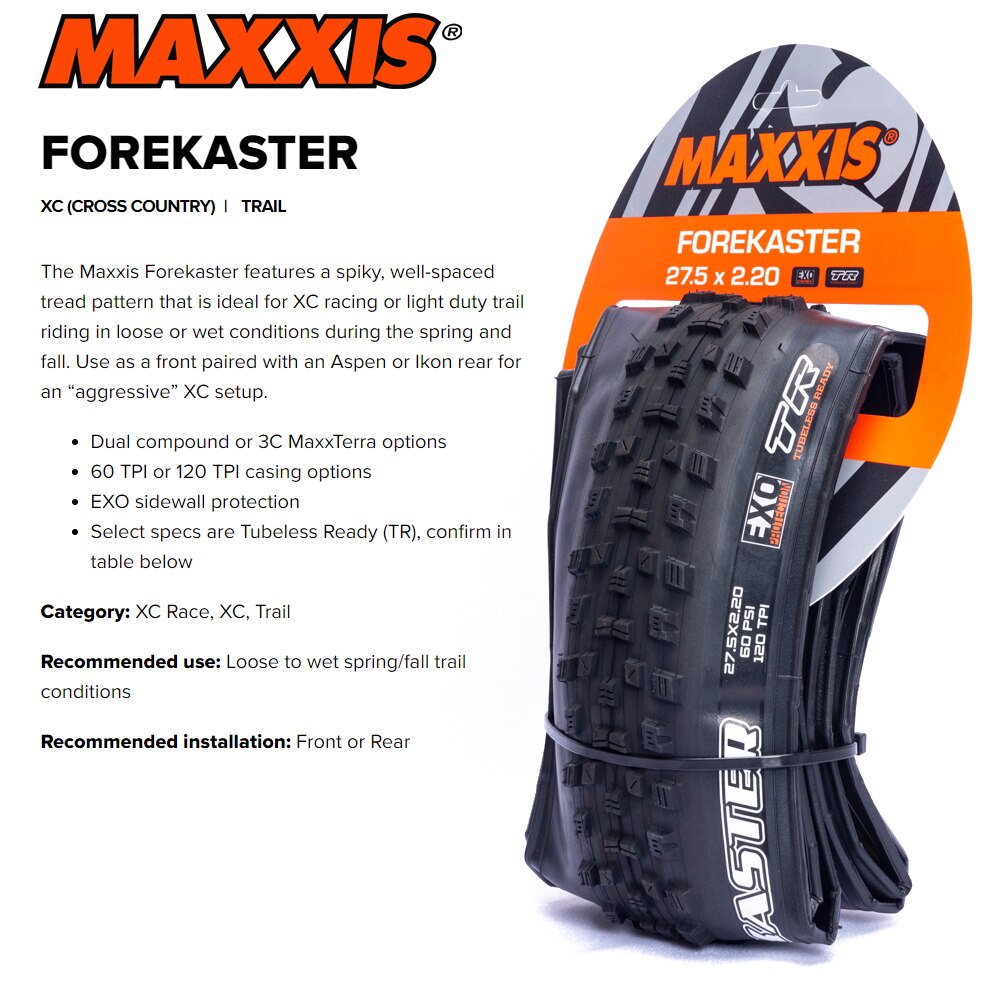 Maxxis Forekaster MPC Drahtreifen Schwarz 27,5x2,35 Ab 34,01