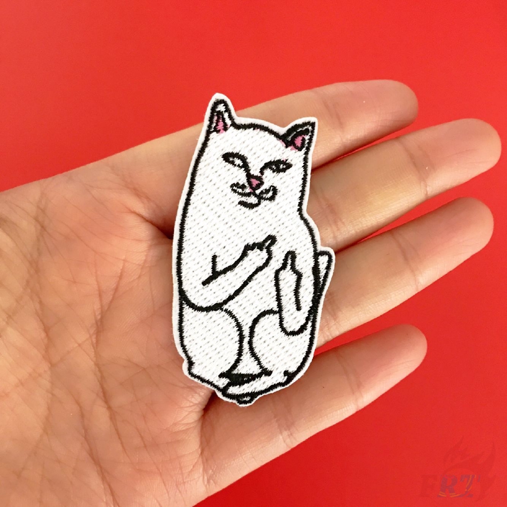 iron on patch:Rip N Dip middle finger Cat 