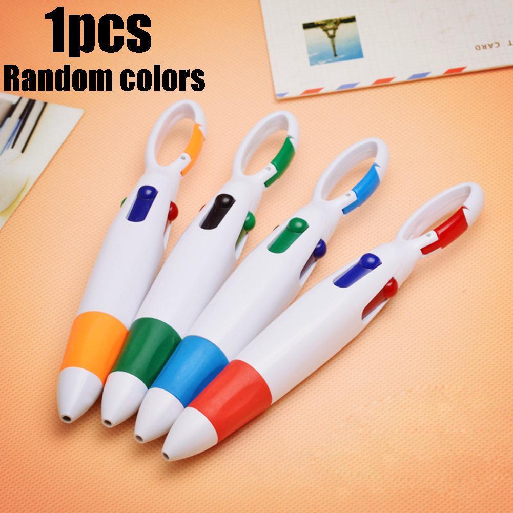 1X Cartoon Keychain Ballpoint Pen Press Carabiner Pen Random Color F5X6 A4J5 