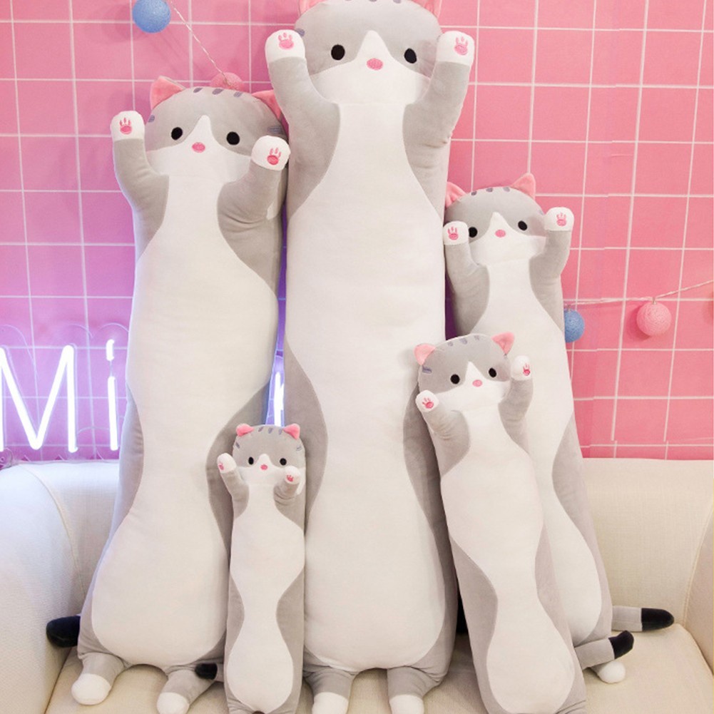 Cute Long Cat Plush Toy Soft Stuffed Kitten Kids Pillow 90cm Pillow