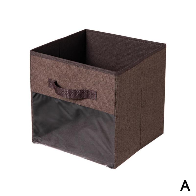 Fabric Organizer Foldable Non Woven, Faux Leather Storage Bins With Lid