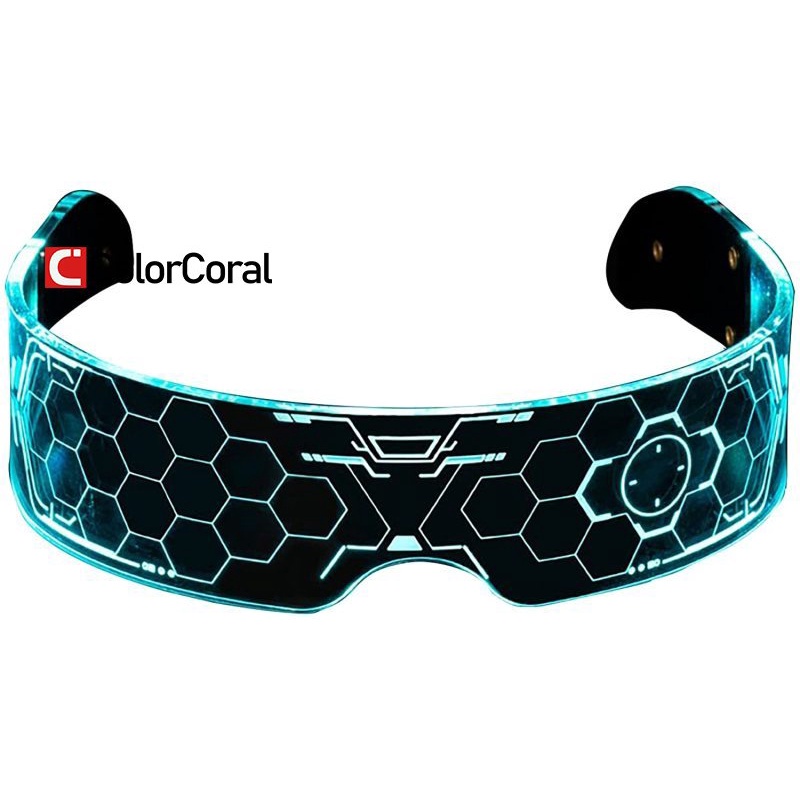 Cool Neon Cyber Robot Sunglasses Epipgale Futuristic LED Glasses Light Up Glasses Rave Chemion Glasses Luminous Goggles 