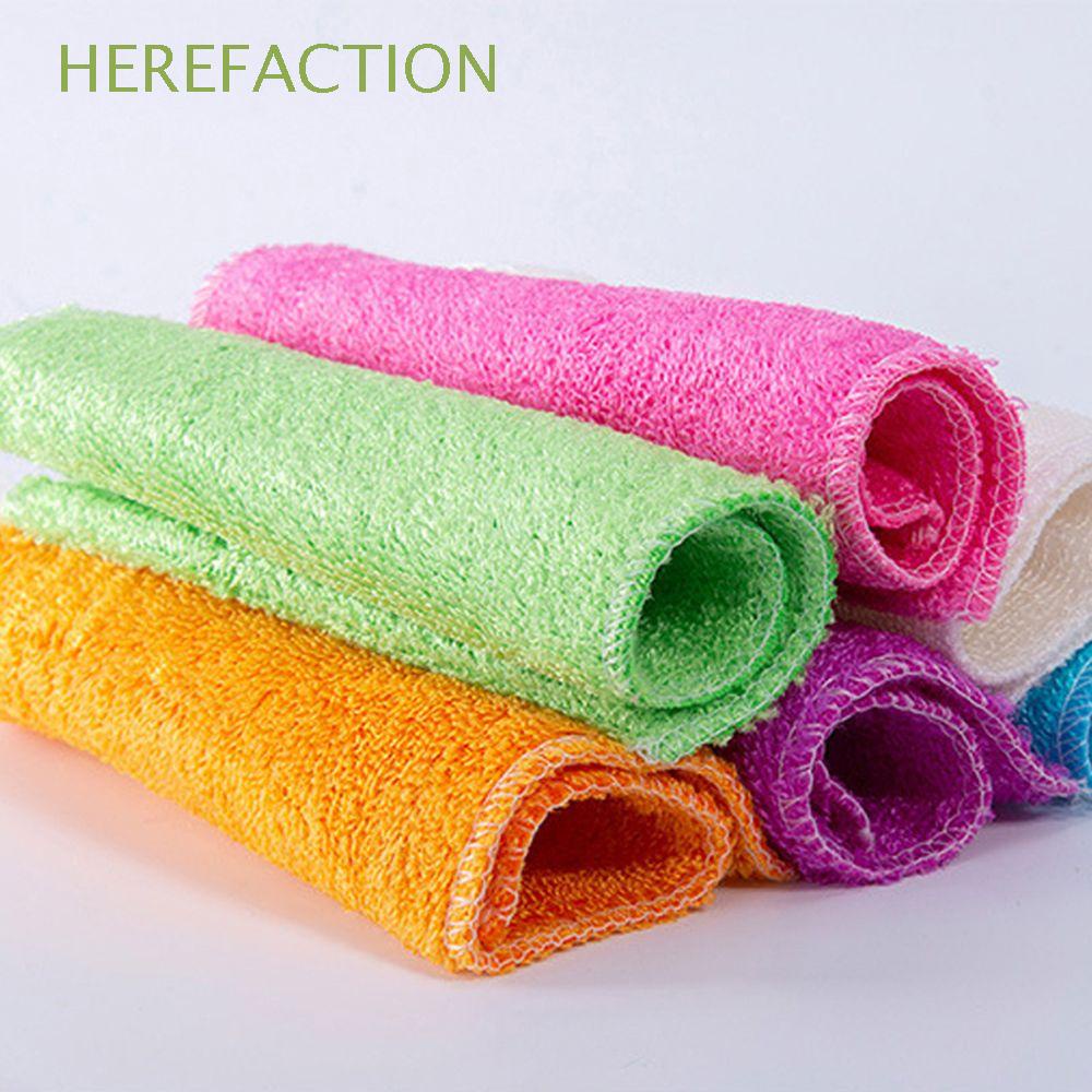& Dinning Bamboo Fiber Scouring Pad Cleaning Rags Dish Cloth Washing Towel 