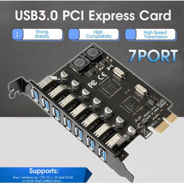 Usb 3 0 Pci E Expansion Card Adapter 7 Ports Hub Adapter Controlle Shopee Polska