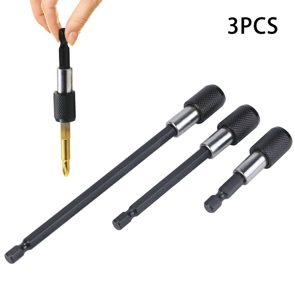 3Pcs Magnetic Screwdriver Extension Quick Release 1/4"Hex Shank Holder Drill Bit 