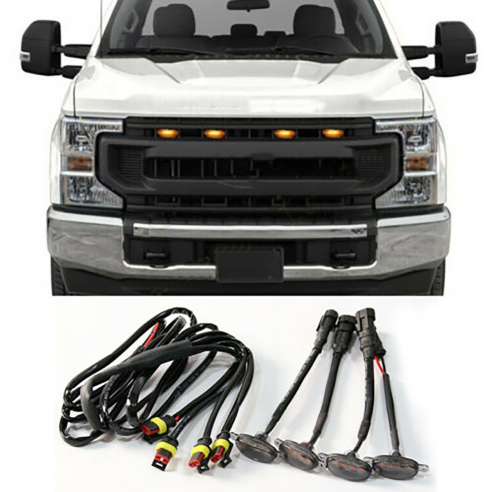 Grille DRL Running Lights Light Smoked Lens Yellow 3000k ABS Plastic