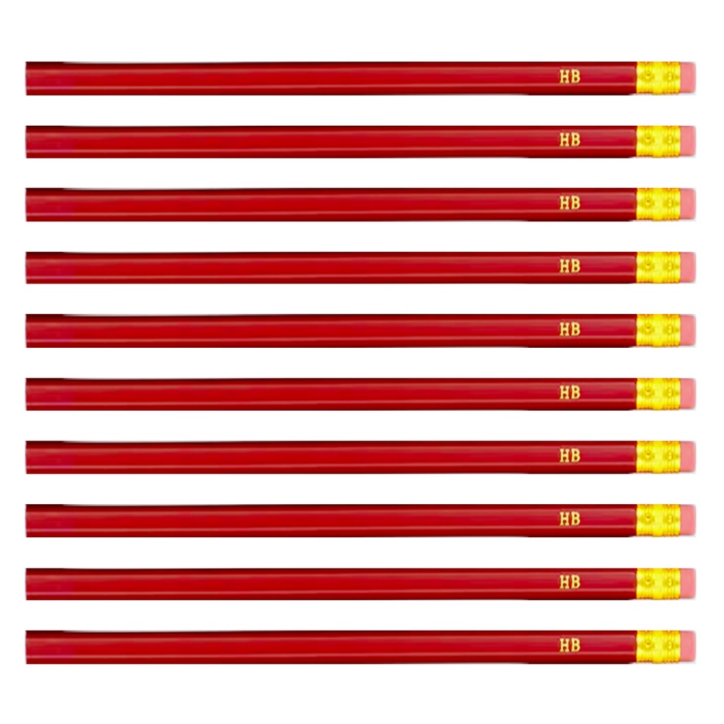 Office Essentials: 10 HB-Bleistifte Mit Radiergummi – Klassisch Rot Für Schule & Büro