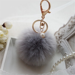 CK 8cm Rabbit Pom-pom Key Chain Fluffy Puff Ball Key Ring Car Pendant | Shopee Polska