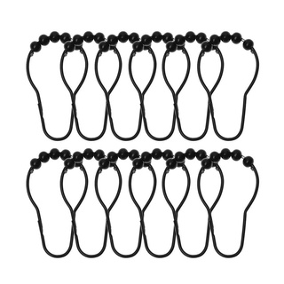 12 Pcs Curtain Hooks Useful Practical Metal Black Glide Rings for Shower Curtain 