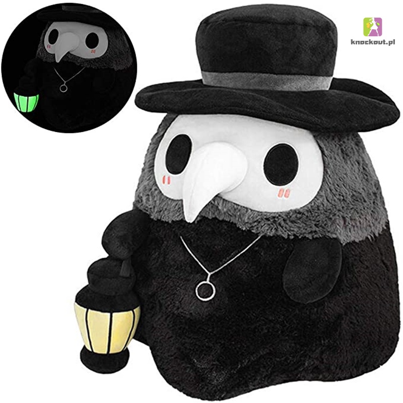 Glow in Dark 20cm Stuffed Crow Doll Fluffy Plague Doctor Plush Doll Toys Best Gifts for Doctor Nurse and Kids 
