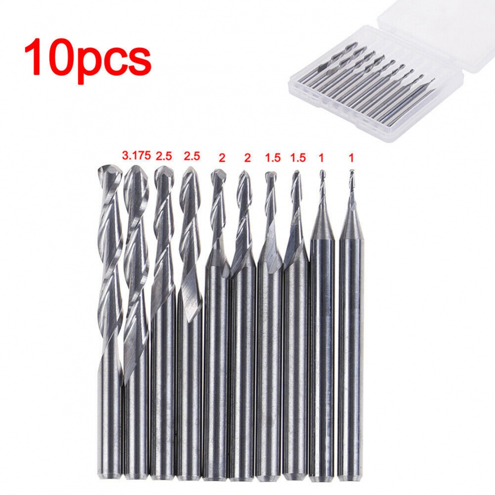 Details about   10pcs 4mm x 12mm 2 Flute Ball nose End Mill Cutter CNC Bit 