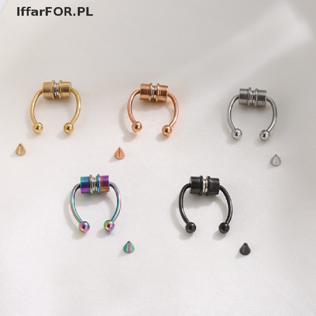 IffarFOR 5 Colors Fake Nose Ring Hoop Septum Rings Goth Nose