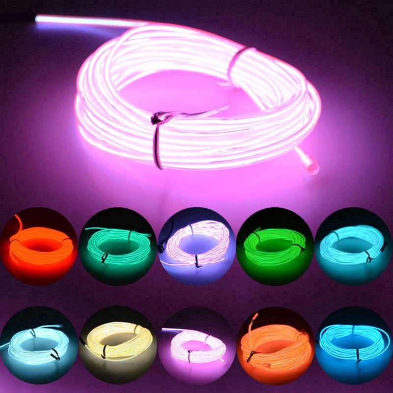 1/3 / 5M EL Drut LED Light Glow Neon Strip Lampa Lina ogrodowa Bateria